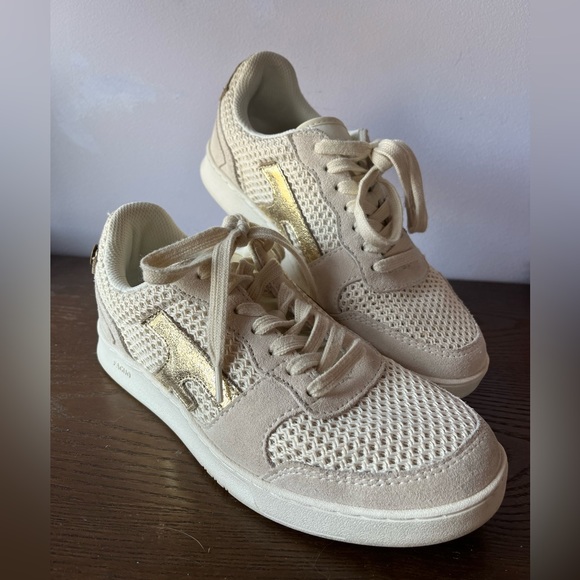 Anthropologie Faguo Hazel Sneaker Gold and Cream Size 38/6.5 - Picture 7 of 8